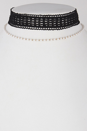Lacy Choker Necklace With Faux Pearl 6IBC9